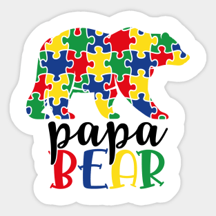 Papa Bear Autism Awareness Gift for Birthday, Mother's Day, Thanksgiving, Christmas Sticker